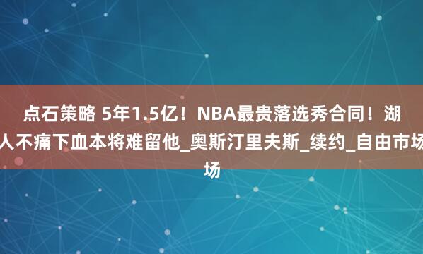 点石策略 5年1.5亿！NBA最贵落选秀合同！湖人不痛下血本将难留他_奥斯汀里夫斯_续约_自由市场